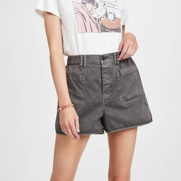 Madewell Belclaire Patch Pockets High-Rise Pull-On Shorts Basalt Gray Medium - Picture 5 of 15